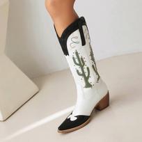 Krazing Pot PU Autumn Winter Shoes Thick High Heels Riding Boots European Design Embroidery Sewing Keep Warm Thigh High Boots 34 juoda