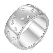 New Fashion Gold Color Pave CZ Round Rings for Women Party Jewelry Circle Cocktail Ring Stainless Steel Anillos Mujer 10