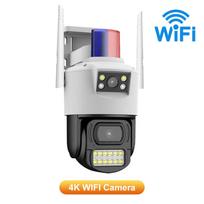 Dviejų lęšių stebėjimo kamera, pistoleto rutulys, integruota lauko vandeniui atspari panoraminė 4G belaidė WIFI apsaugos kamera CCTV 【WIFI】None Card balta/juoda