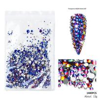 1440Pcs Flatback Crystal AB Rhinestones In Bulk Package SS3-SS20 Clear AB Strass for Nail Art 01
