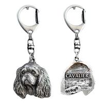 Kavalieriaus Karaliaus Karolio spanielis I - Sidabruotas raktų pakabukas su šunimi, rankinės dekoracija, kuprinės pakabukas, Art-Dog prekės ženklas sidabras