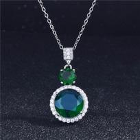 Vintažinis krištolinis žalias apvalus pakabukas vėrinys moterims papuošalas naujiena sidabrinė 925 grandinėlė choker vėrinys damai sužadėtuvių dovana 45cm