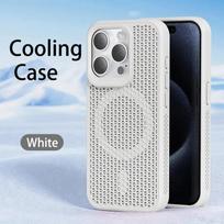 Luxury For iPhone 16 15 14 Plus 13 12 11 Pro Max Case Heat Dissipation Magsafe Magnetic Wireless Charging Mesh Breathable Cover For iPhone 16 balta