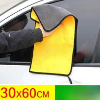Valymo šluostė iš mikropluošto Super drėgmę sugerianti Sustorinta Minkšta Sausa Šluostė Dvisluoksnė Valymo Sustorinta Absorbentinė Koralinio Vilnos Automobilių Plovimo Šluostė 30x30cm geltona