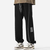 Vyriškos laisvos rudens Y2K kasdienės kelnės su raišteliu dryžuotos sportinės kelnės džemperiniai kelnės vintage kelnės vyrams Streetwear Hip Hop 5XL juoda