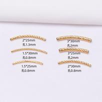 10pcs Non-Fading 24K Vacuum Gold Gypsy Tube Elbow Car Flower Flash Tube Diy Handmade Beaded Bracelet Necklace Tube Accessories 1.5*30mm white