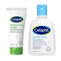 Cetaphil Moisturising Cream 80g and Gentle Skin Cleanser 125 ml Combo blue