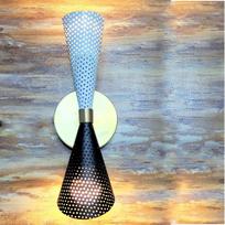 Pair Of Diablo Wall Light Bedside Lamp Study Light Mash Shade Cone Custom Paint job 14 Inches Height auksinė
