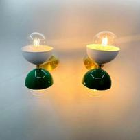 Pora Diabolo sieninių šviestuvų su akcentais | 1950-ųjų itališkas dizainas | Individualūs apšvietimo įrenginiai yellow