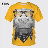 Begemoto raštas Hip Hop mada Vyriškas Asmenybė Trumpomis rankovėmis Madingas spaudinys Tendencija Laiskiniai marškinėliai Kūrybingas Harajuku Kokybiškas viršus 6XL gray