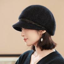 Fake Rabbit Fur Hat Girls Winter Warm Beret Cold Wool Hat one size juoda