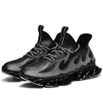 Men's Shoes Tide Men's Waterproof Leather Sneakers Shock Absorption Heightened Casual Shoes Men's Student Shoes 39 juoda