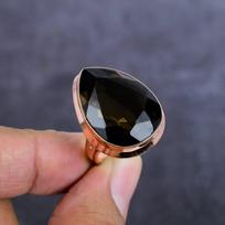 Peridot Gemstone Handmade Copper Jewelry Ring Size 9 n0h37 black