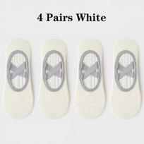 4 Pairs Yoga Socks for Women Bandage Pilates Non-Slip Grip Socks Backless Breathable Fitness Sports Ballet Dance Floor Socks