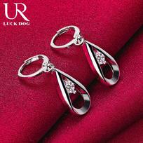925 Sterling Sidabras AAA cirkonis Vandens lašeliai/lietaus lašeliai Auskarų vėrimas Auskarai Madingi vestuvių papuošalai 0.90*1.70cm