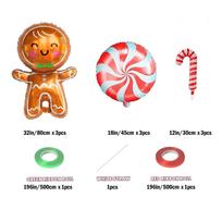 Christmas Balloon Decoration, Gingerbread Man Cane Balloons For Christmas Party Decoration, New Year Birthday Party Gingerbread Man Cane Set orange