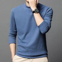 Autumn Semi-Turtleneck Men'S Sweater Solid Color Warm Loose Pullover Knitted Bottoming Shirt Top XXXXL tamsiai ruda spalva