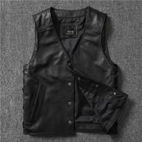 Locomotive Wind Vest Tide Cycling Suit Pure First Layer Cowhide Leather Jacket Men S juoda