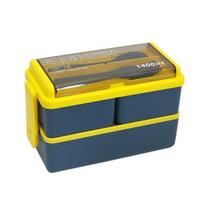 1400 ml maisto indelis dvisluoksnis mikrobangų krosnelėje saugus BPA be BPA mokyklinių vaikų pietų dėžutė mėlyna