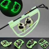 Fluorescent Night Glow Light Fishing Rod Tip Clip Twin Bell Alarm Ring S8XE582