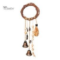 Rattan Bell Pendant Wind Chime 32cm Hand-Woven Witch Bell for Home Decor Positive Energy Door Chime Hanging Christmas Bell Aesthetic Garden Decor A