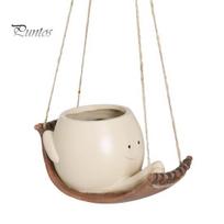 Flower Pot Unique Smile Face Hanging Planter Pot Hammock Flower Holder for Home Outdoor Garden Decoration balta