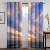 Free Shipping Cheap 3D Print Planes in the Sky Scenery 2 Pieces Shading Window Curtains for Living Room Bedroom Decoration Hook 100W130H(CM)40x51in&Hook