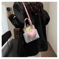 Harajuku Heart Messenger Krepšys Moteriškas Karštas Mergaičių Oda Prašmatni Rankena Crossbody Krepšiai Moterų Fairy Core Estetinė rankinė gray