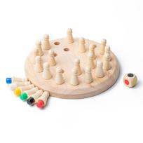 1 vnt. medinių atminties lazdelių šachmatų spalvų žaidimo lentos dėlionės Montessori edukaciniai žaislai, pažinimo gebėjimai, mokymosi žaislai vaikams beige