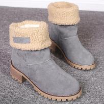 Moteriški Batai Madingi Ankle Boots Žiemai Moteriški Kailiniai Batai Sniego Aukšti Kulniukai Botas Mujer Platforma Žieminiai Avalynė Moteriška 43 brown