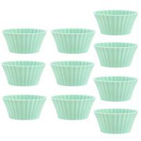 10Pcs Muffin Cup Flexible Non-stick Silicone Holiday Party Cupcake Liner for Household mėtų žalios spalvos