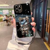 Astronautas Laikiklis Padengtas Silikoninis Dėklas iPhone 14 13 11 12 Pro Xs Max Mini Xr X 6 7 8 Plus 14pro 13mini Virvelės Dangtelis Se 2022 For iPhone 14 gray