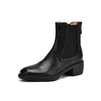 Krazing Pot Cow Skin Autumn Winter Shoes Big Size Chelsea Boots Med Heels Round Toe Keep Warm Size 43 Basic Clothing Ankle Boots 34 juoda