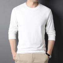 Double-Sided German Velvet Crew Neck Men'S Bottoming Shirt Autumn And Winter Blue Solid Color Warm Long-Sleeved Sweater Men M