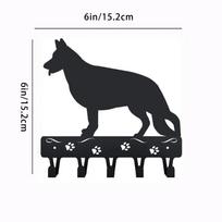 German Shepherd Key Rack Dog Leash Hanger - 9 inch/6 inch Metal Wall Art for Wall Hanging Towel Rack Coat Home Decor šviesiai pilka spalva