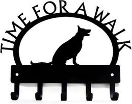 1pc German Shepherd Sitting Time for a Walk Key Rack Dog Leash Hanger Metal Wall Art for Functional Decor šviesiai pilka spalva