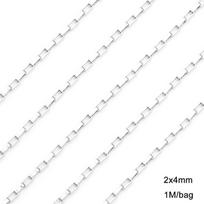 Personalized Mother-Child Hip-Hop Titanium Stainless Steel Necklace Bracelet Set 2*4 long box chain, 1 meter/bag white