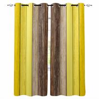 Geltonos Retro Medžio Rašto Užtemdančios Užuolaidos Svetainei Miegamajam Langų Apdaila Žaliuzės Užuolaidos Virtuvės Užuolaidos W135 x H60cm yellow