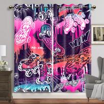 Animacinis žaidimų pultas Blackout užuolaidos miegamajam Grafiti žodžiai Vaizdo žaidimai Langų užuolaidos Žaidėjų svetainės dekoracija W60H60(CM)x2PCS&HOOK purple