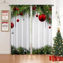 Christmas Decoration Curtains, Snowflake, Christmas Tree, Blackout Curtains, Bedroom, Living Room, Study, 2Pcs W100xH130(CM) folio&Grommet Top beige