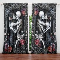 2pcs Skeleton Aesthetics Printed Curtain for Home Decor - Rod Pocket Window Treatment for Bedroom, Office, Kitchen, Living Room 52.5cmX116cm X 2pcs gray