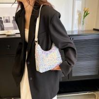 Versatile women's bags, new autumn fashion shoulder bags, contrasting color sequins, small square bags, shopping messenger bags. 20*6*16cm balta
