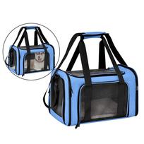 Pet Carrier Backpack Transport Bag Cat Carrying Box Travel Bag Folding Cage mėlyna