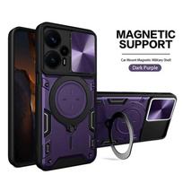 Stumdomas fotoaparato objektyvo dėklas, skirtas Huawei nova 9 se Magic6 Lite 5G Magic5 Pro 4G dėklai Magnetiniai šarvai metalinio žiedo laikiklio stovas Telefono galinis dangtelis for Honor Magic6 Lite 5G sidabras