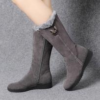 Fashion Warm Chelsea High Fur Boots Women 2024 Winter Shoes for Women Chunky Mid-calf Plush Snow Flat Boots ZIP Fashion Botas De Mujer 35 tamsiai pilka spalva