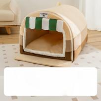 Dog House Is Warm In Winter  Enclosed and Safe  Dog House Is Suitable for All Seasons  Removable and Washable Winter Sleeping Mat for Large Dogs. S-35*30*30cm brown