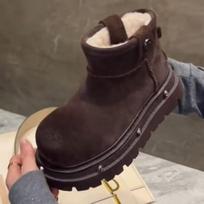 Fashion Women Ankle Platform Snow Boots Flats Fur Suede Warm Plush Cotton Shoes Woman Brand Winter 2025 Trend Goth Casual Botas Mujer 35