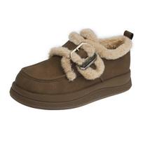 Fashion Fur Snow Ankle Boots Women Winter Platform Flats Shoes 2024 Fashion Warm Short Plush Shoes Walking Suede Cotton Femme Booties 35 ruda