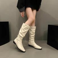 Fashion White Long Boots for Woman Thigh High Boots Fashion Thigh High Long Knight Booties Ladies Thick Sole Girl Boots Head Casual Shoe 35 smėlis