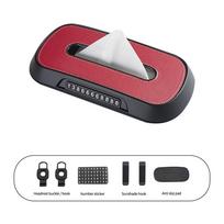 Car Tissue Box for Tesla Bmw Mercedes Benz Volkswagen Car Visor Leather Tissue Holder Parking Number Plate Interior Storage Box raudona